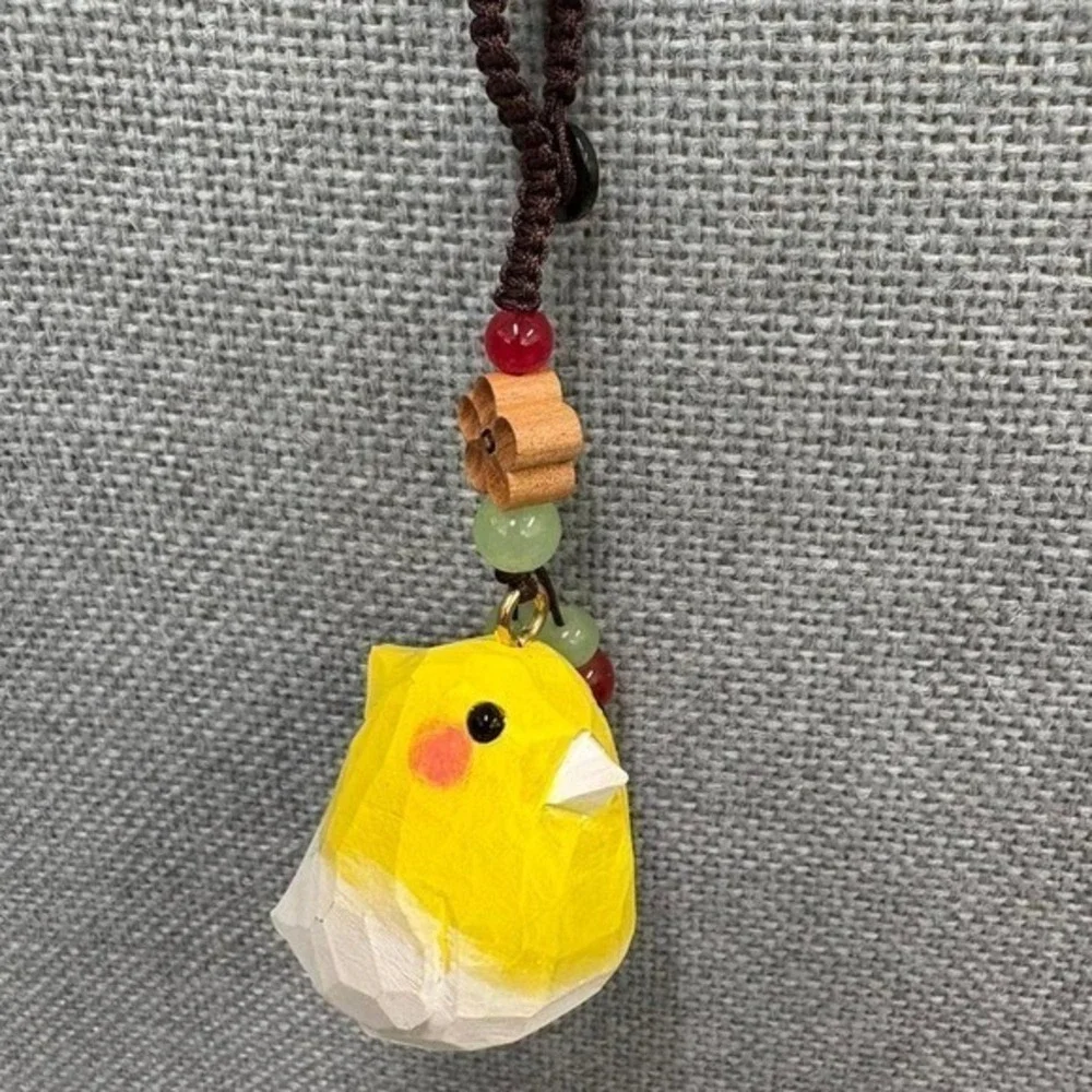 Take Your Little Wooden Hand-Carved Yellow Bird Pendant 1.69